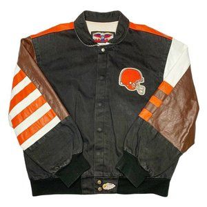 Vtg Rare NFL Cleveland Browns Jeff Hamilton Leather Jacket. Mens Large